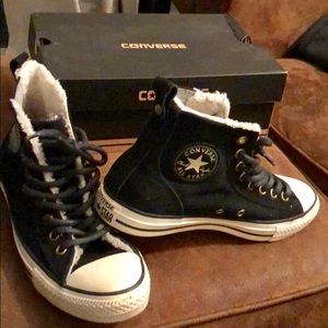 converse chuck taylor tan fleece lined trainers